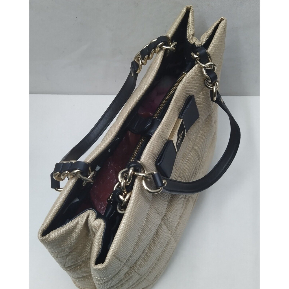 Kate Spade Veranda Place Quilted Bow Straw Chain Strap Satchel Shoulder Bag - Picture 10 of 16